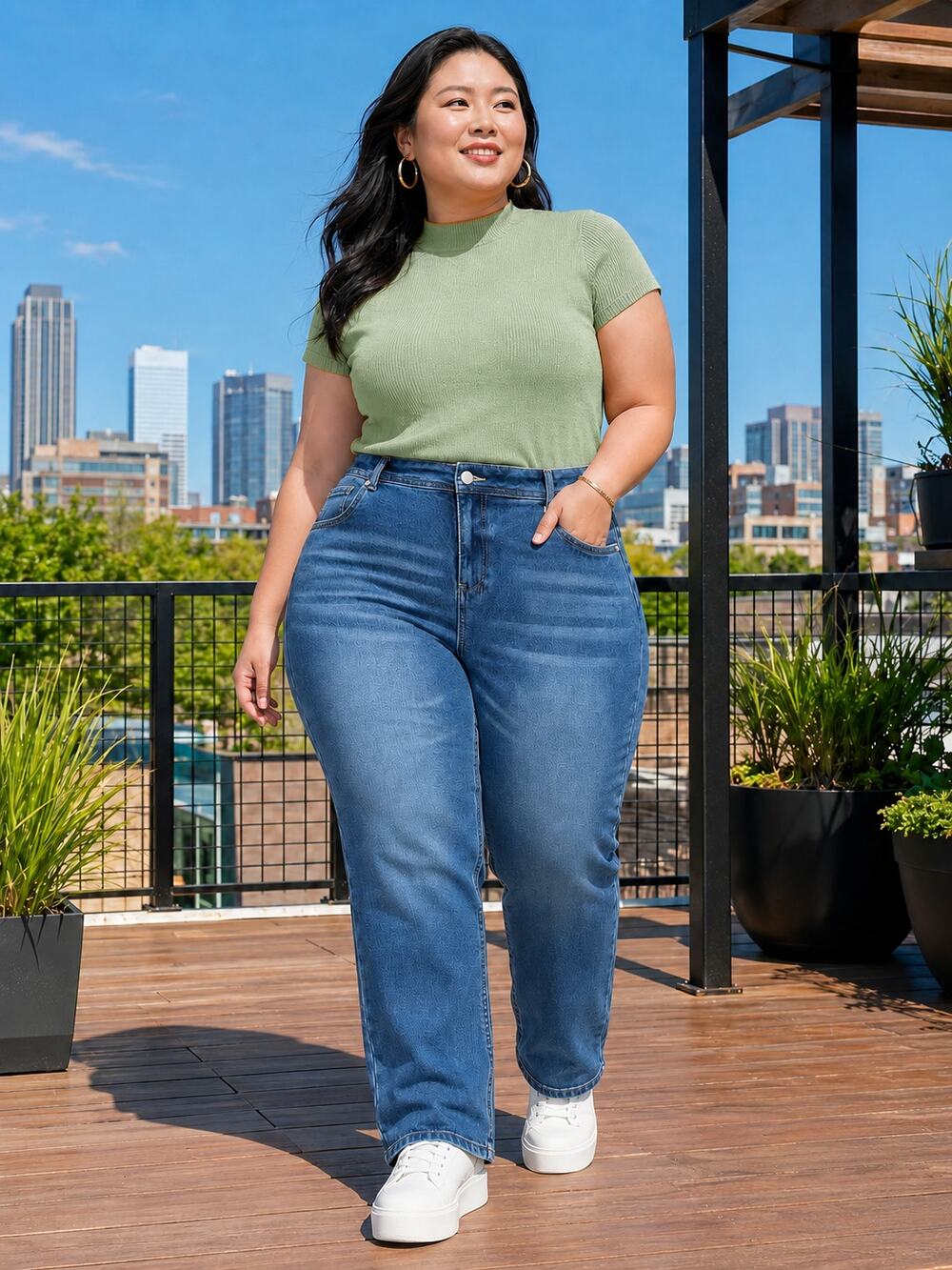 Flamingals 4XL or 18/20 Curvy Fit Light Wash Straight Leg Jeans NWT